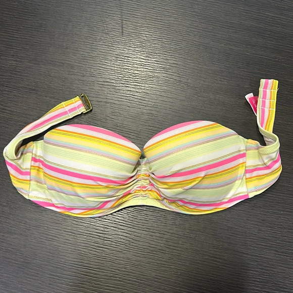 Victoria’s Secret Women Multi Color w Metallic Striped Strapless Bikini Top 34C - Picture 2 of 6